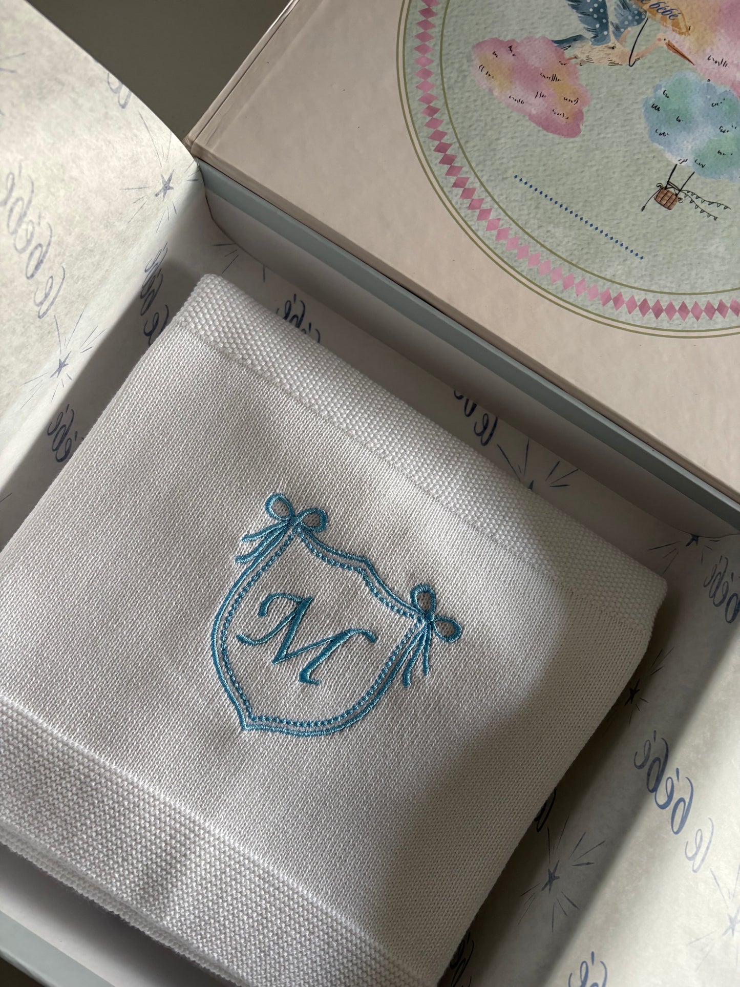 Crescent with Initials Baby Blanket