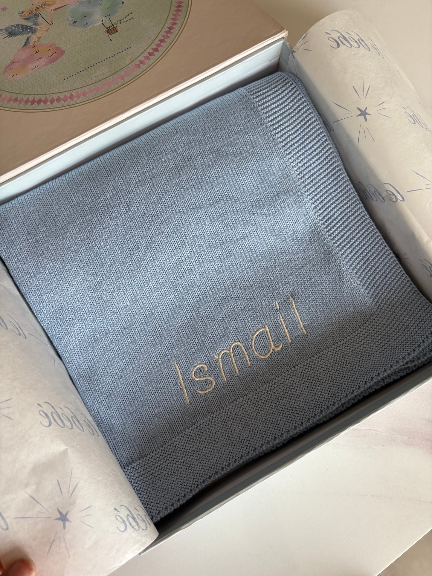 Personalised Blue Cotton Knit Blanket