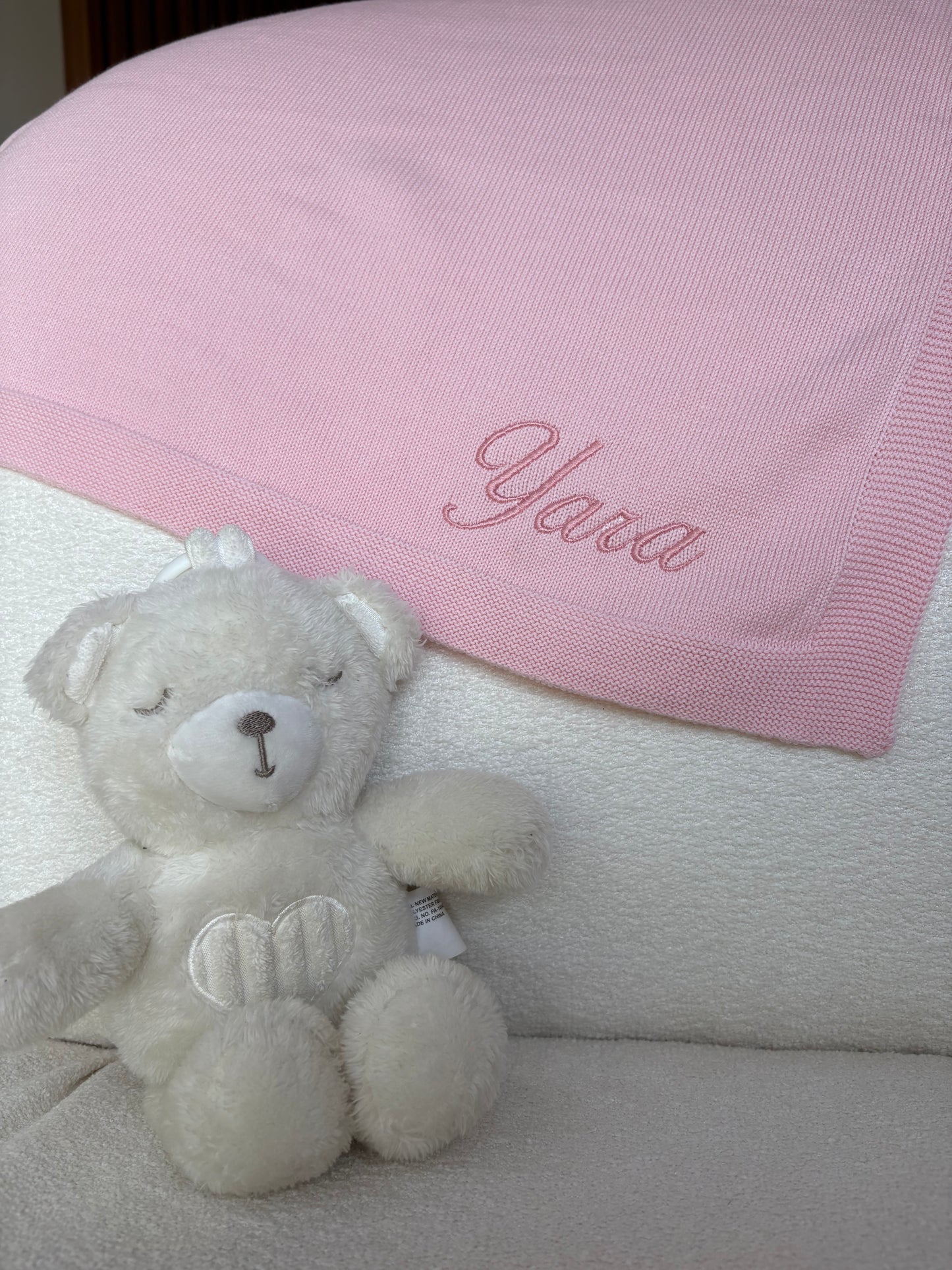 Personalised Pink Cotton Knit Blanket