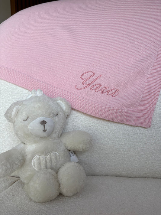 Personalised Pink Cotton Knit Blanket