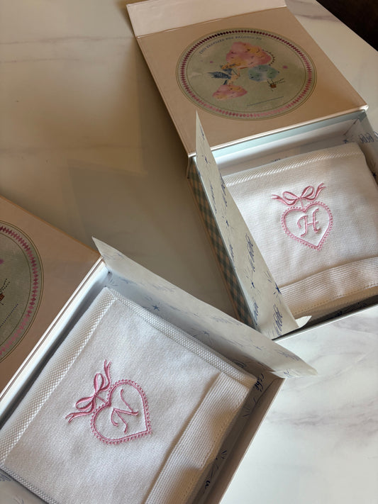 Heart Bow Frame with Initials Baby Blanket