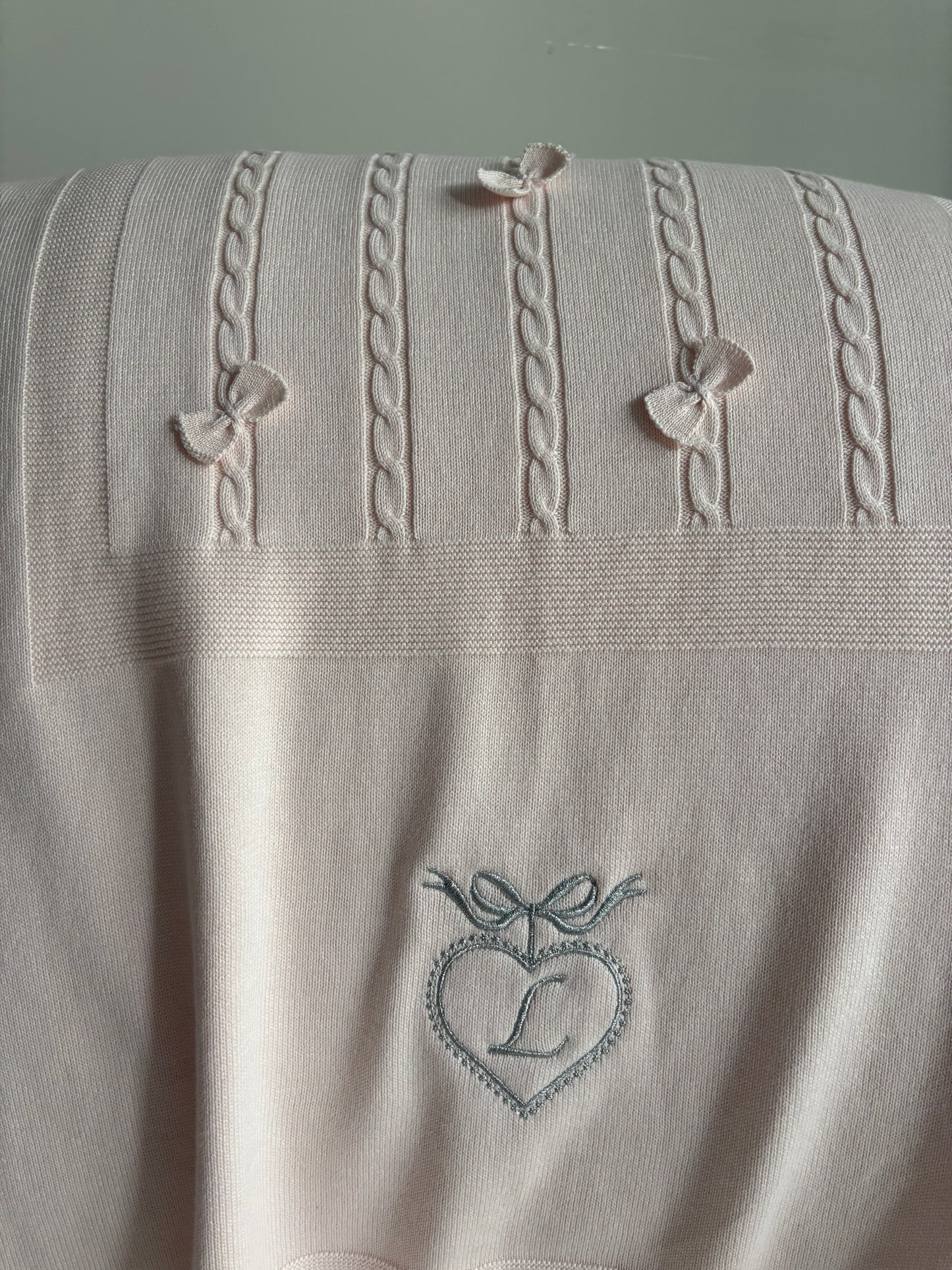 Personalised Pink Bows Baby Blanket
