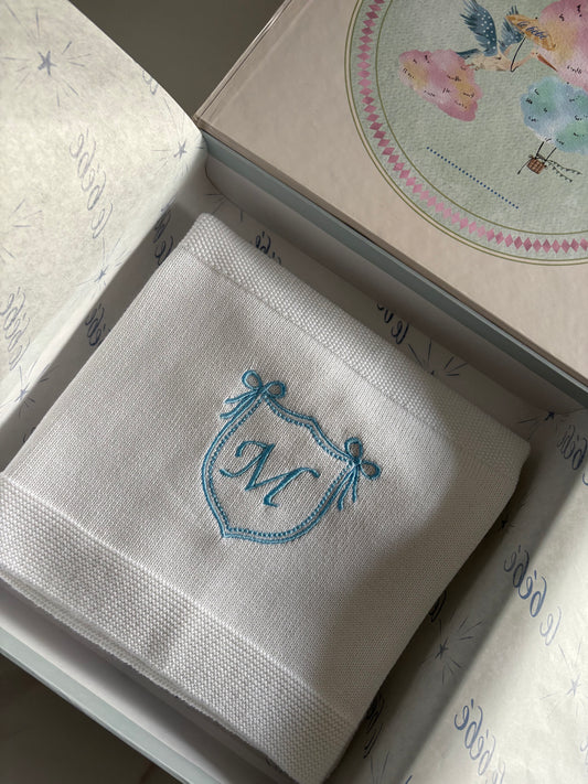 Crescent with Initials Baby Blanket