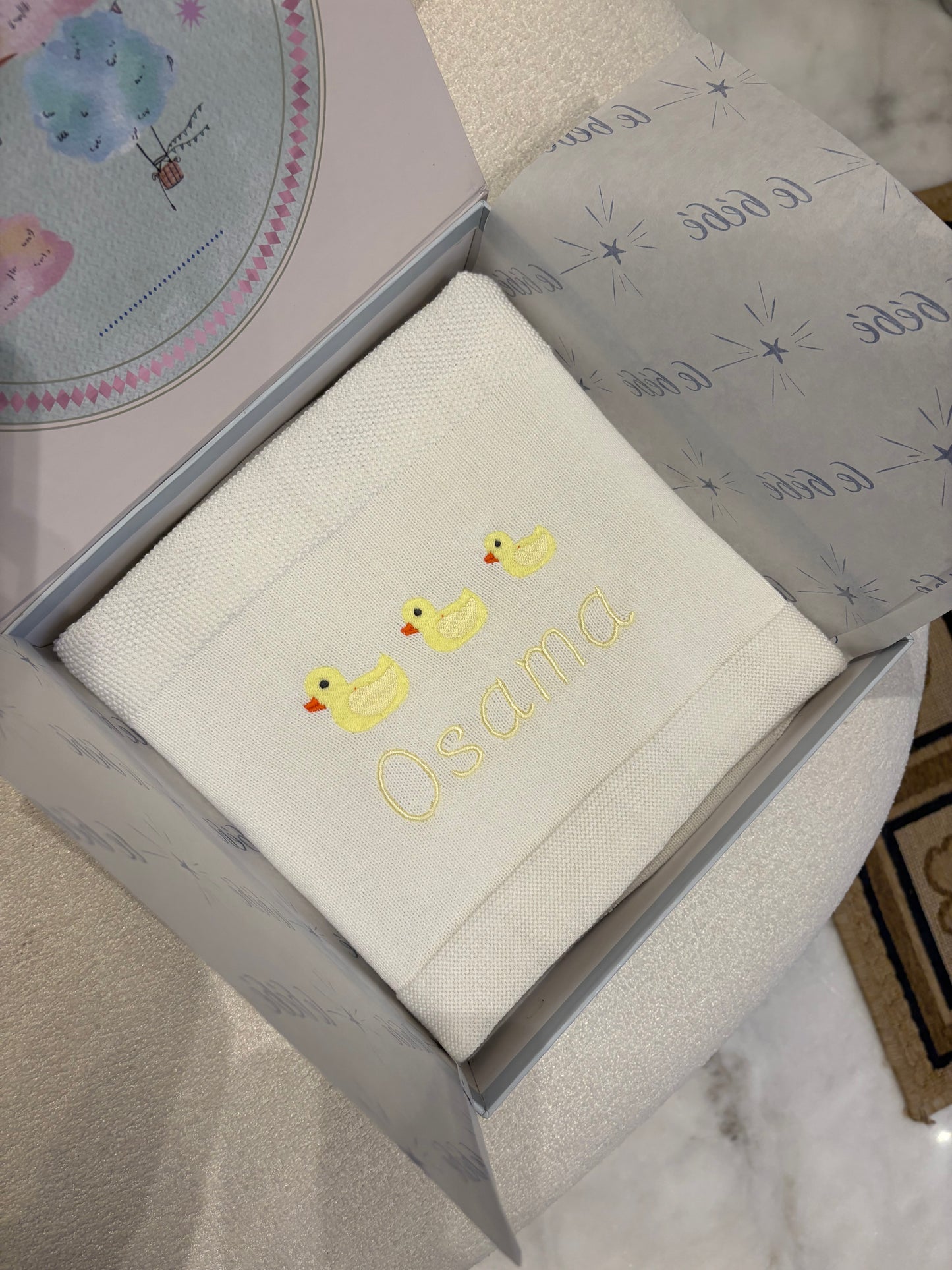 Yellow Duckies Personalised Baby Blanket