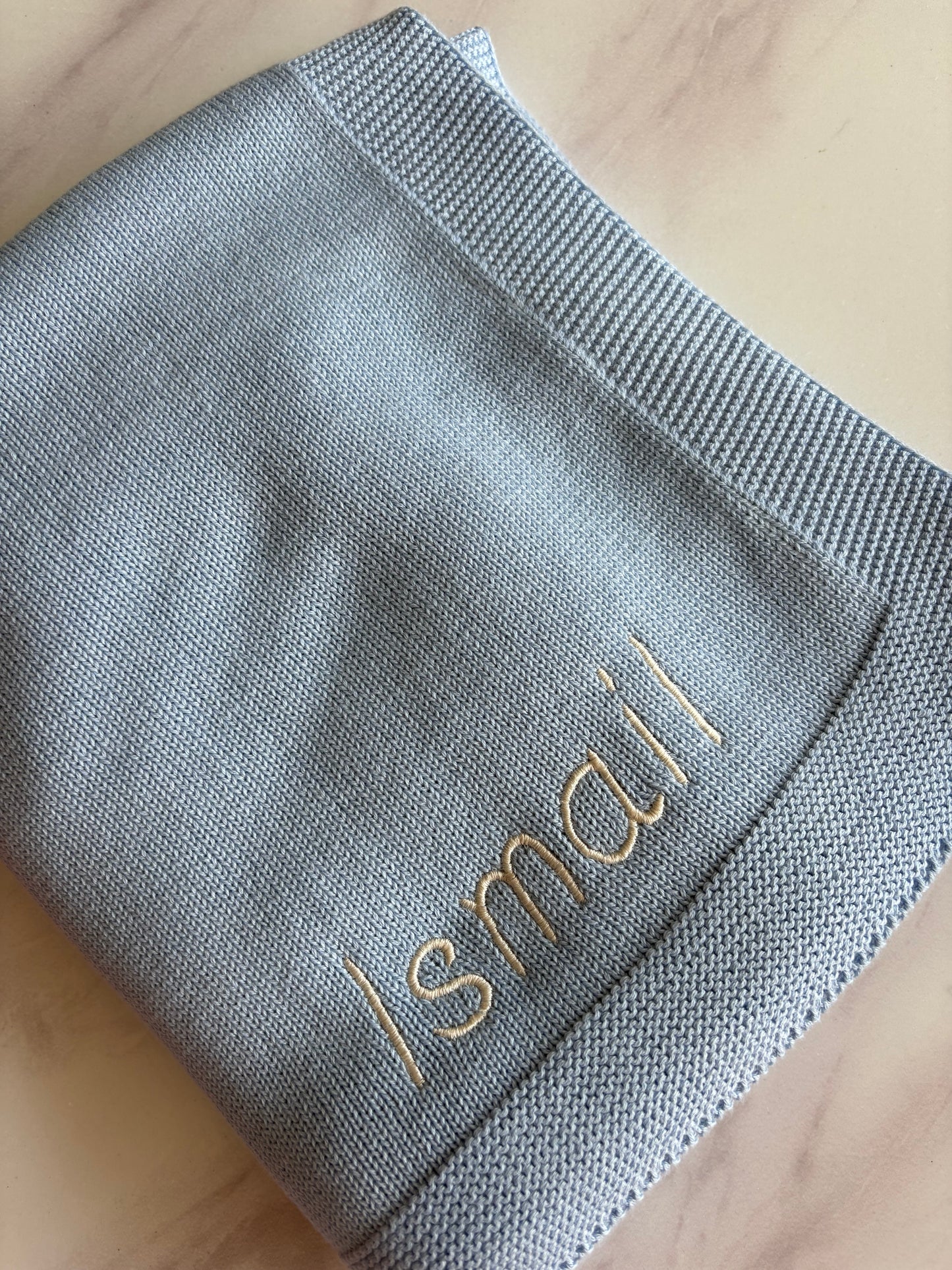 Personalised Blue Cotton Knit Blanket