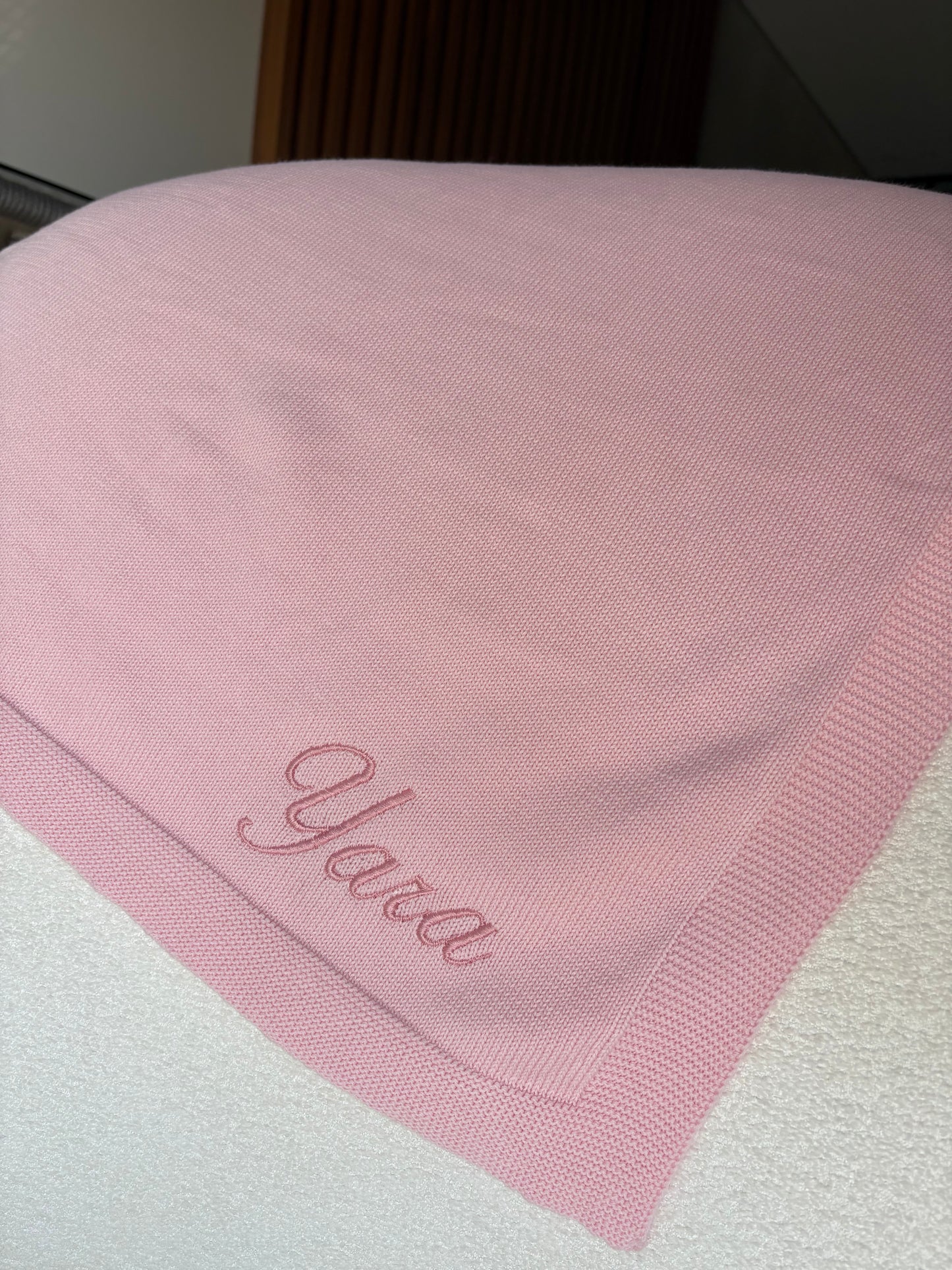Personalised Pink Cotton Knit Blanket