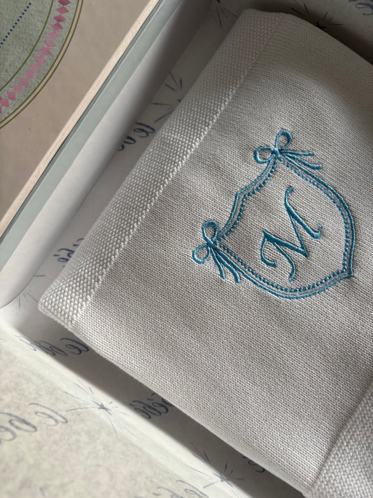 Crescent with Initials Baby Blanket