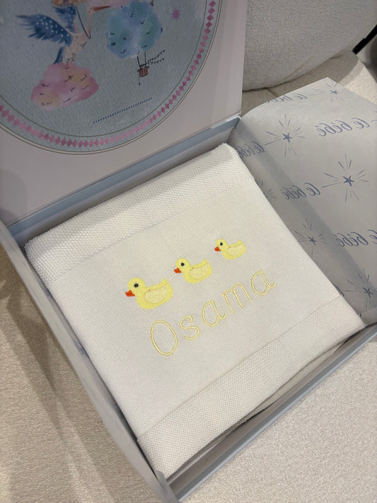 Yellow Duckies Personalised Baby Blanket