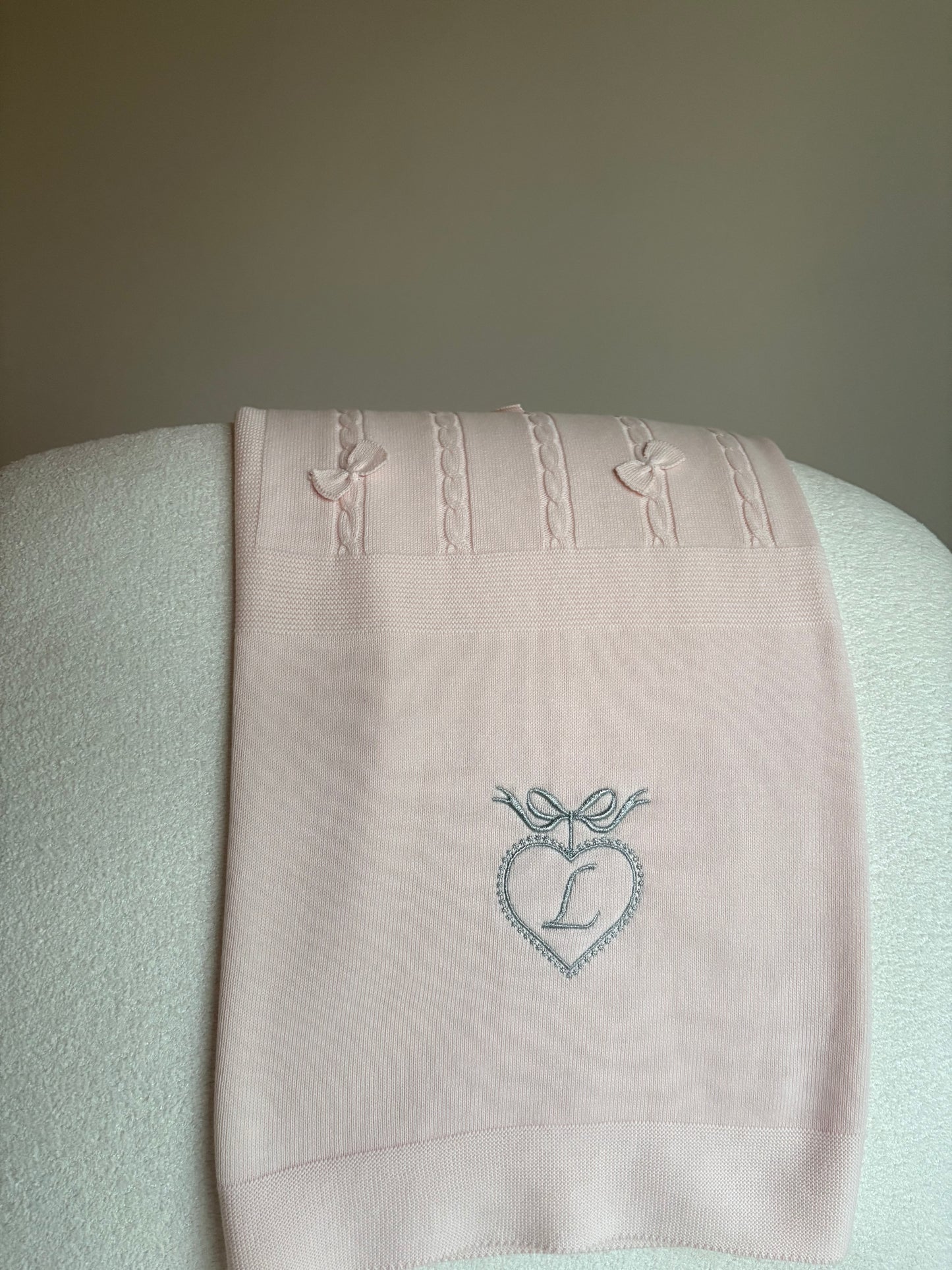 Personalised Pink Bows Baby Blanket