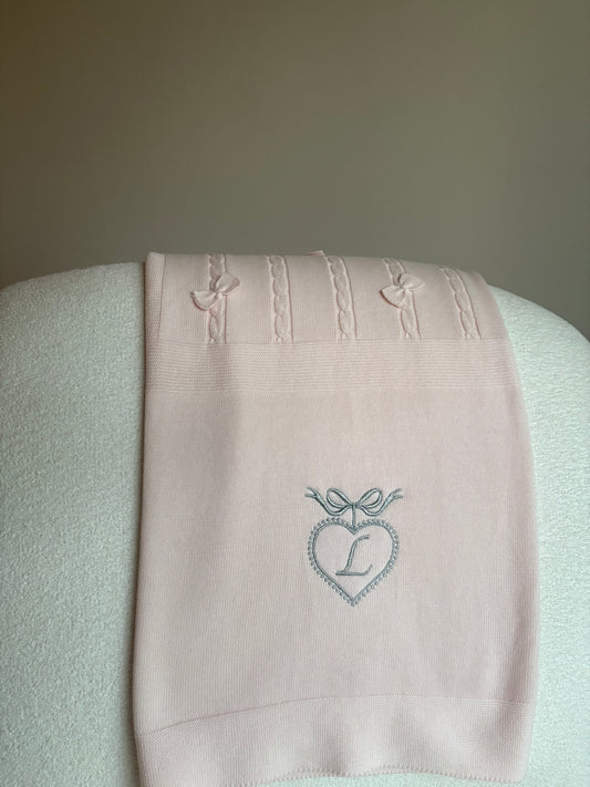 Personalised Pink Bows Baby Blanket