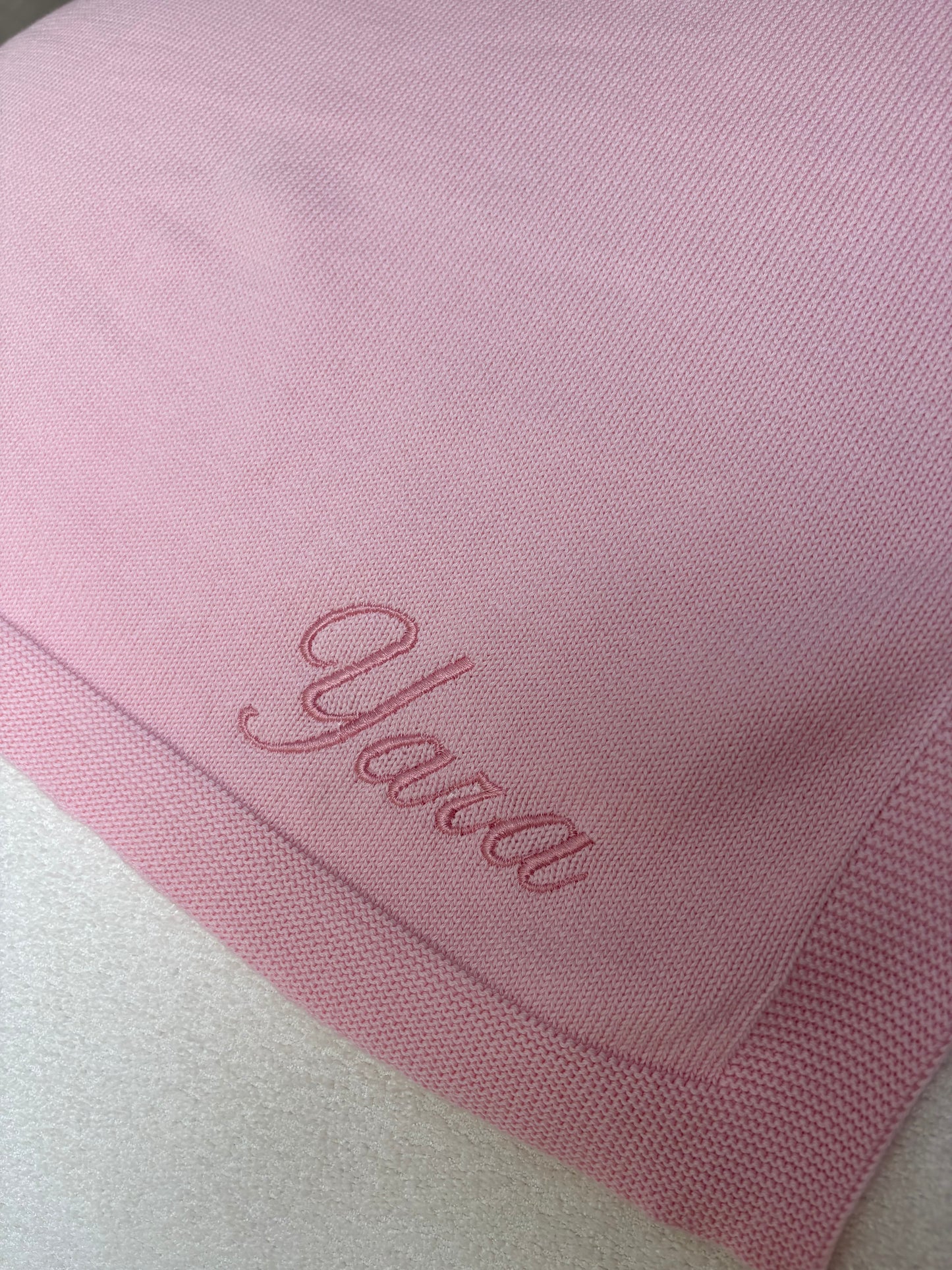 Personalised Pink Cotton Knit Blanket