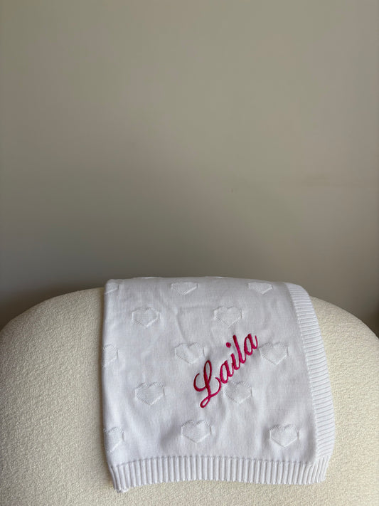 Personalised Heart Jacquard Blanket
