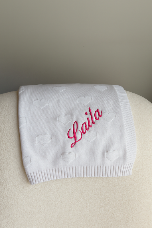 Personalised Heart Jacquard Blanket