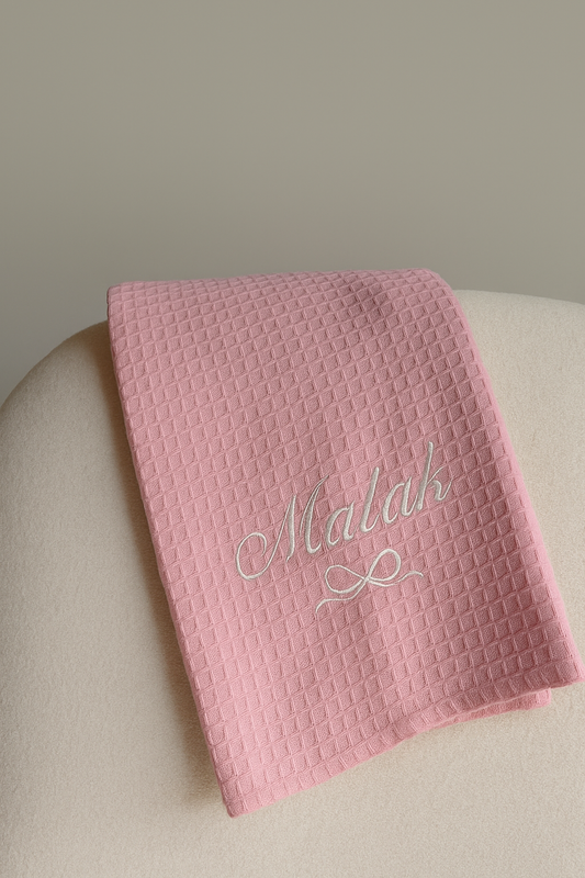 Personalised Pink Summer Waffle Baby Blanket Coverlet